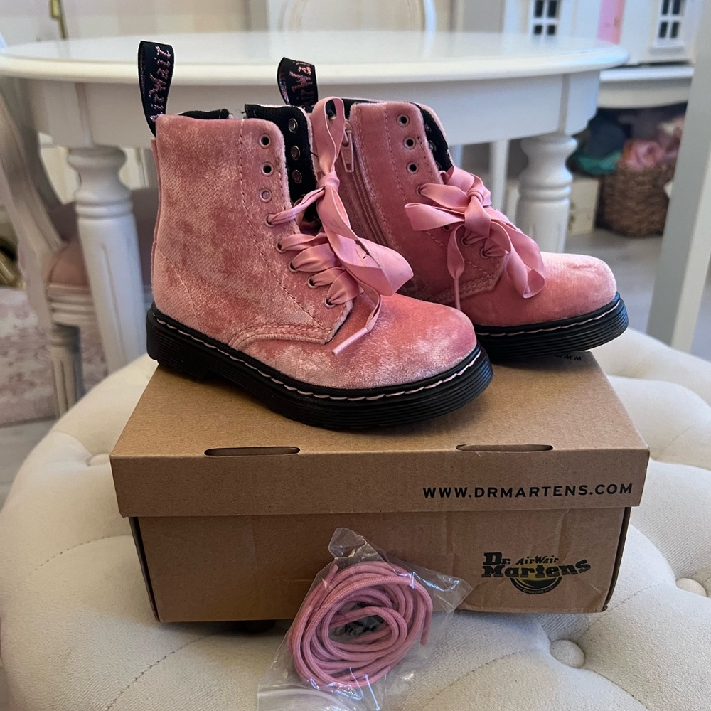 Dr. Martens Pink Velvet Boots size 9